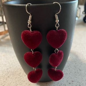 Red velvet hearts earrings